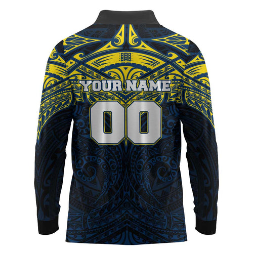 Personalized North Queensland Cowboys Long Sleeve Polo Shirt Polynesian Tribal Pattern Style