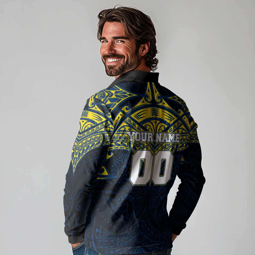 Personalized North Queensland Cowboys Long Sleeve Polo Shirt Polynesian Tribal Pattern Style