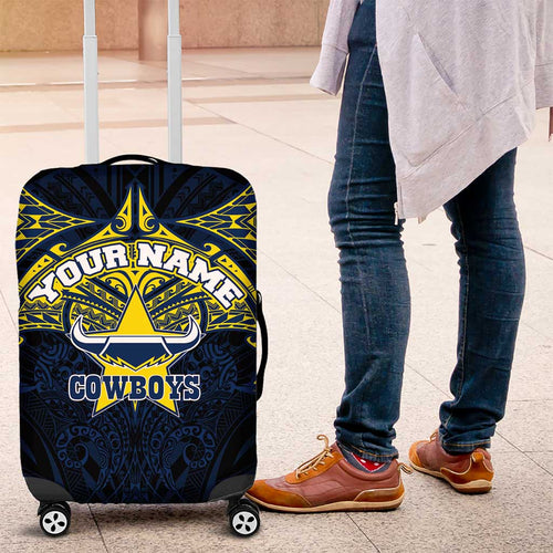 Personalized North Queensland Cowboys Luggage Cover Polynesian Tribal Pattern Style