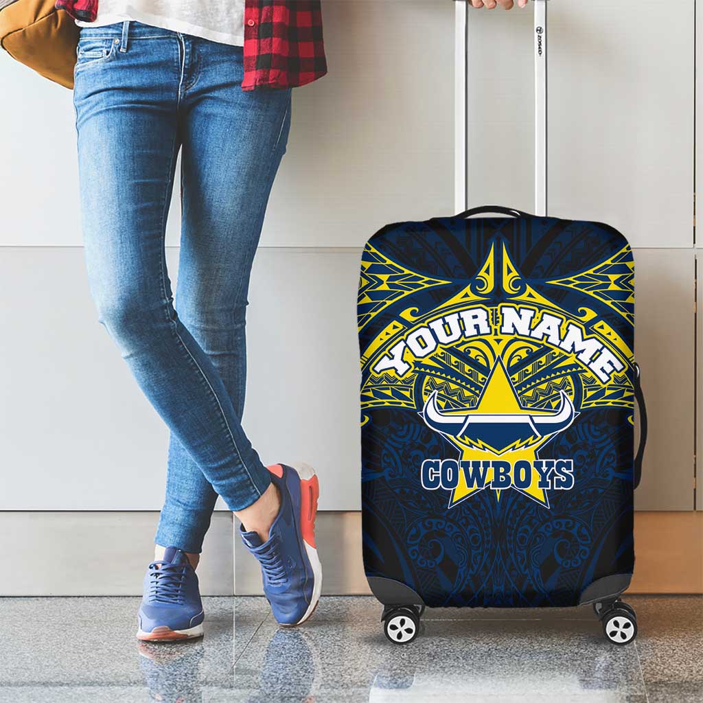 Personalized North Queensland Cowboys Luggage Cover Polynesian Tribal Pattern Style