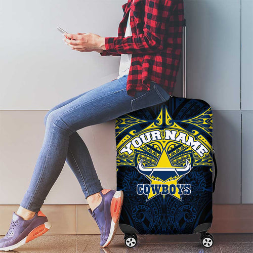 Personalized North Queensland Cowboys Luggage Cover Polynesian Tribal Pattern Style