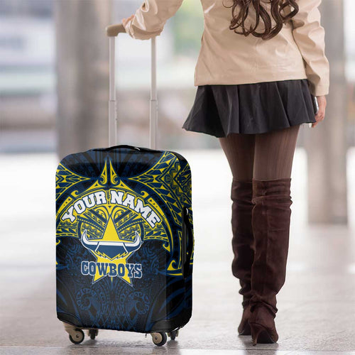 Personalized North Queensland Cowboys Luggage Cover Polynesian Tribal Pattern Style