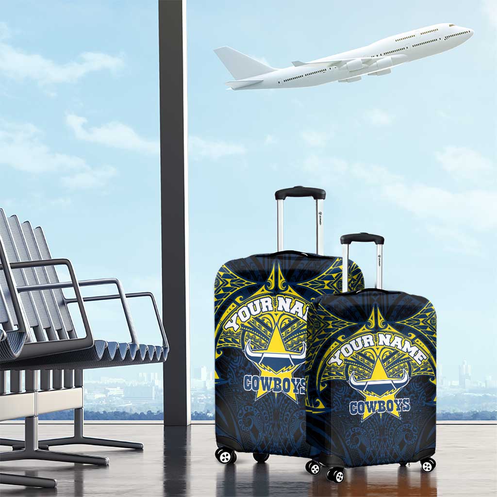 Personalized North Queensland Cowboys Luggage Cover Polynesian Tribal Pattern Style