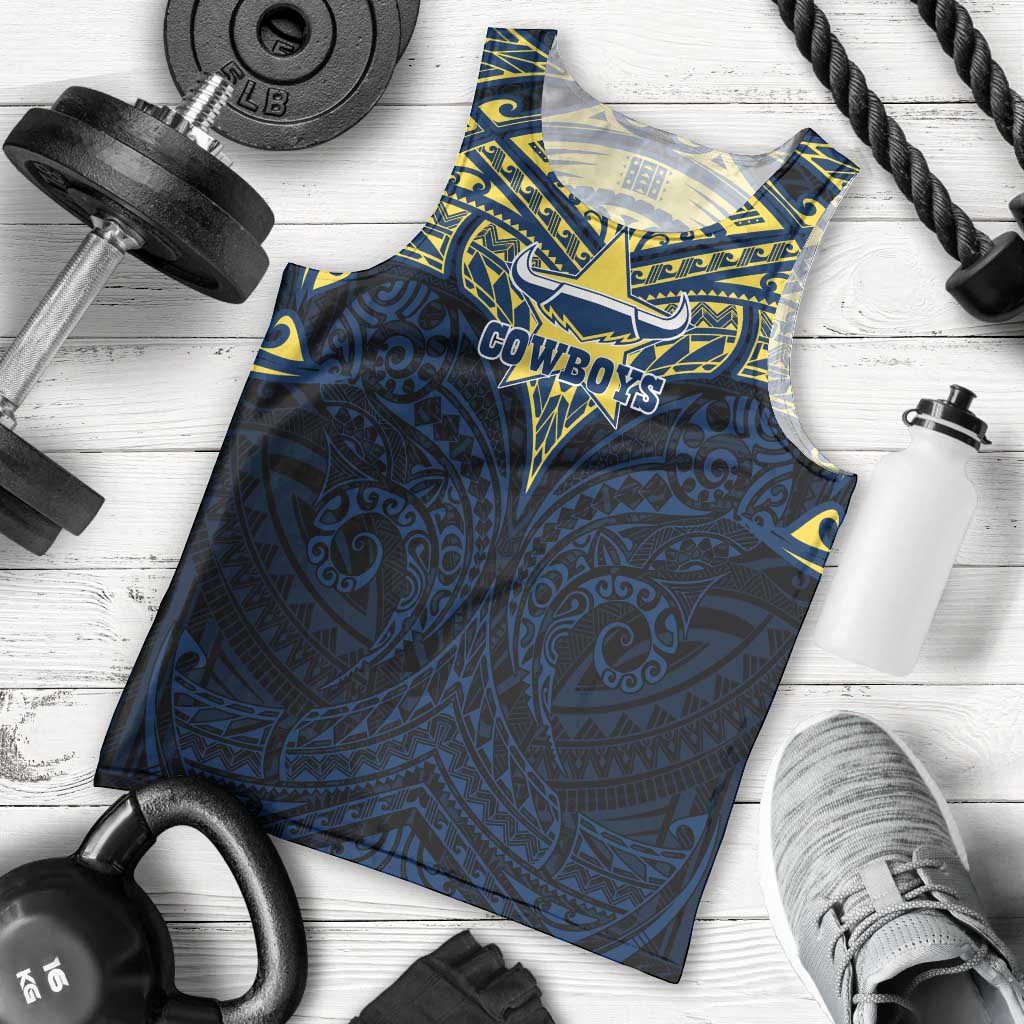 Personalized North Queensland Cowboys Men Tank Top Polynesian Tribal Pattern Style