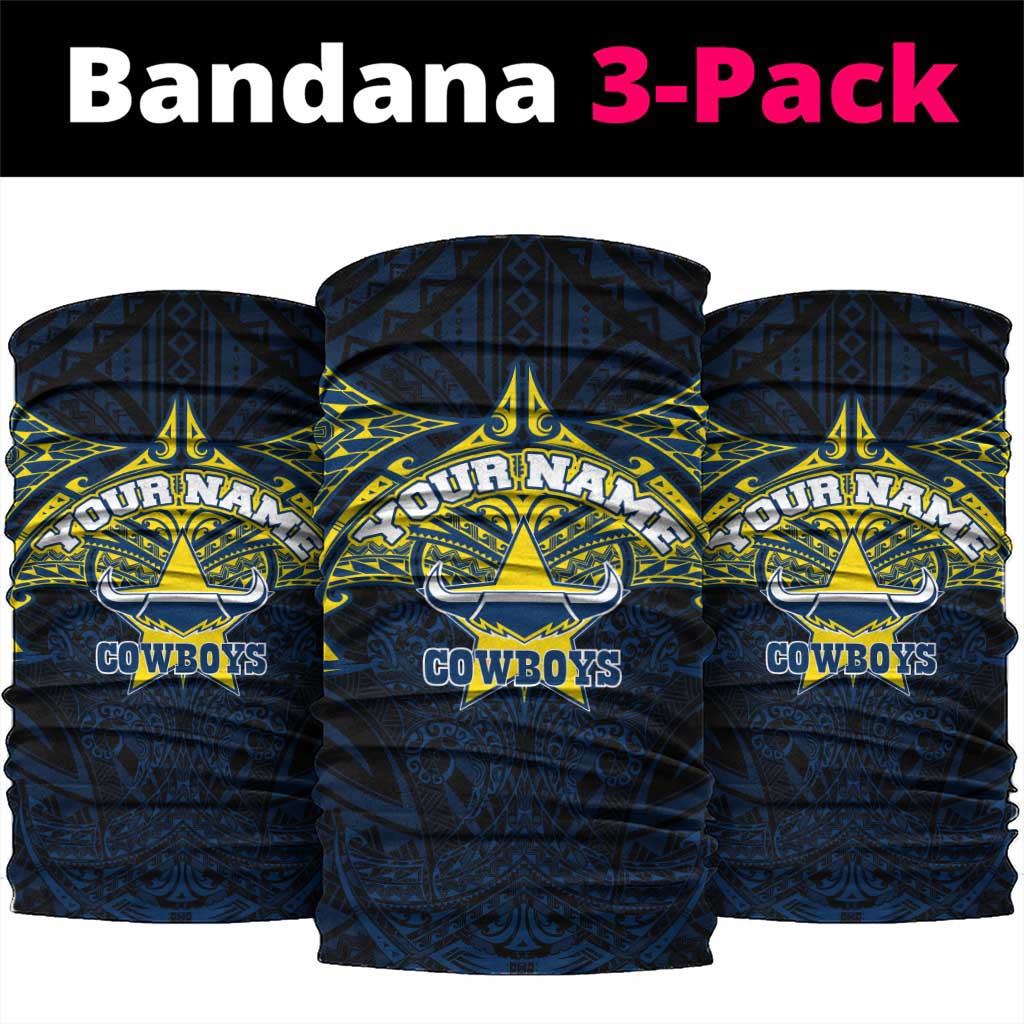 Personalized North Queensland Cowboys Neck Gaiter Polynesian Tribal Pattern Style
