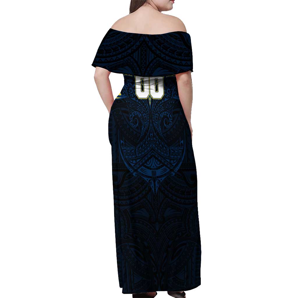 Personalized North Queensland Cowboys Off Shoulder Maxi Dress Polynesian Tribal Pattern Style