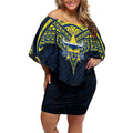 Personalized North Queensland Cowboys Off Shoulder Short Dress Polynesian Tribal Pattern Style