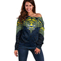 Personalized North Queensland Cowboys Off Shoulder Sweater Polynesian Tribal Pattern Style