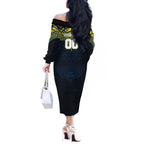 Personalized North Queensland Cowboys Off The Shoulder Long Sleeve Dress Polynesian Tribal Pattern Style