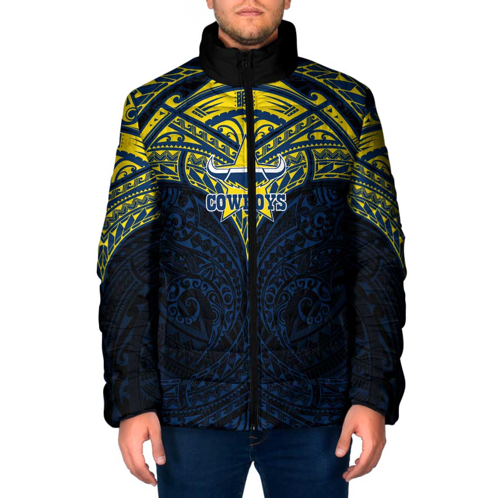Personalized North Queensland Cowboys Padded Jacket Polynesian Tribal Pattern Style