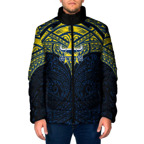 Personalized North Queensland Cowboys Padded Jacket Polynesian Tribal Pattern Style