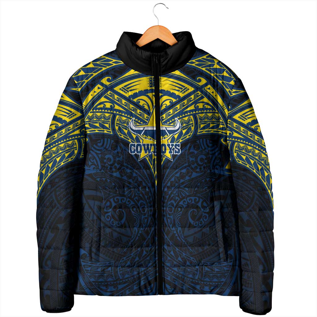 Personalized North Queensland Cowboys Padded Jacket Polynesian Tribal Pattern Style