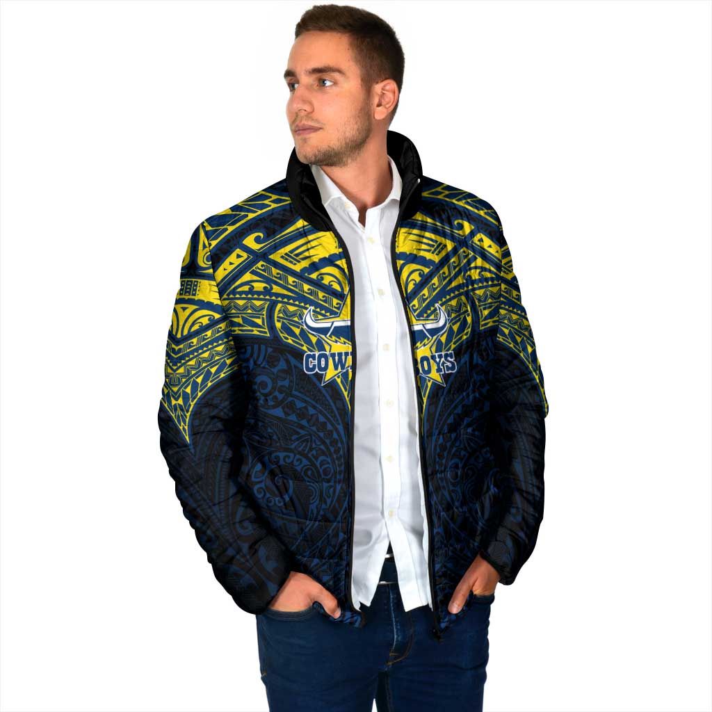 Personalized North Queensland Cowboys Padded Jacket Polynesian Tribal Pattern Style