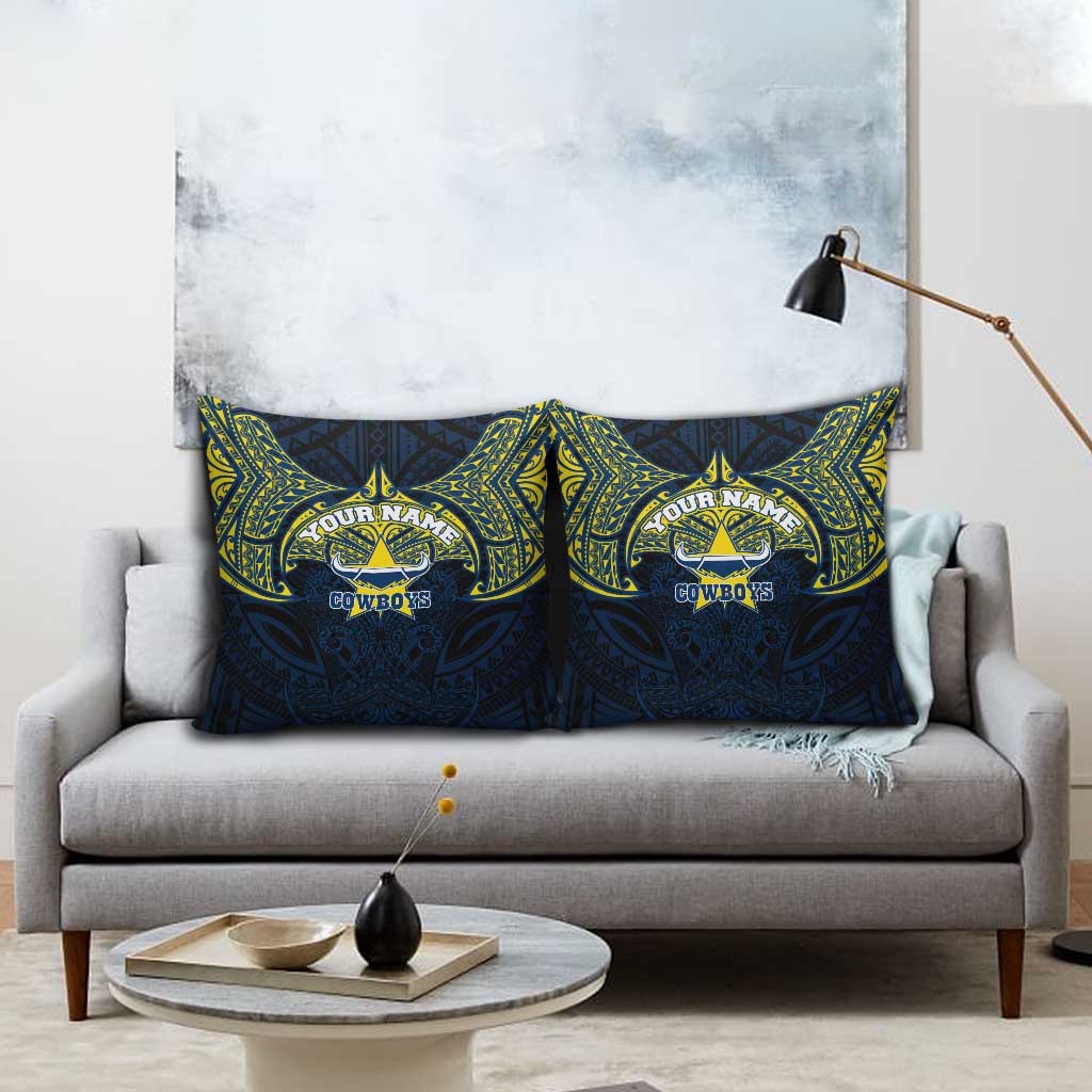 Personalized North Queensland Cowboys Pillow Cover Polynesian Tribal Pattern Style