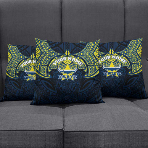 Personalized North Queensland Cowboys Pillow Cover Polynesian Tribal Pattern Style