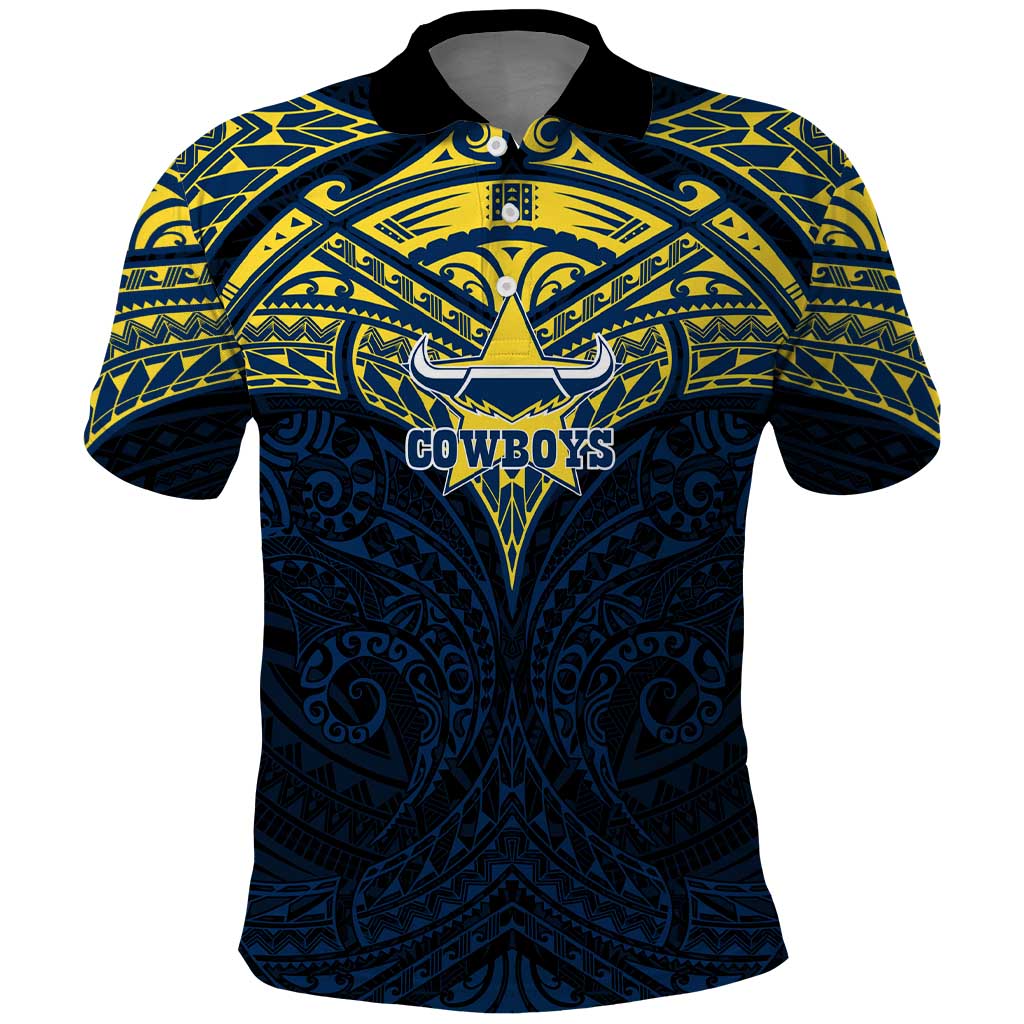 Personalized North Queensland Cowboys Polo Shirt Polynesian Tribal Pattern Style