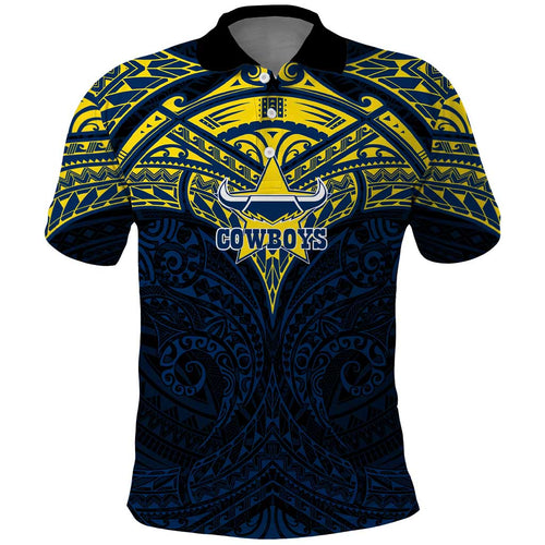 Personalized North Queensland Cowboys Polo Shirt Polynesian Tribal Pattern Style