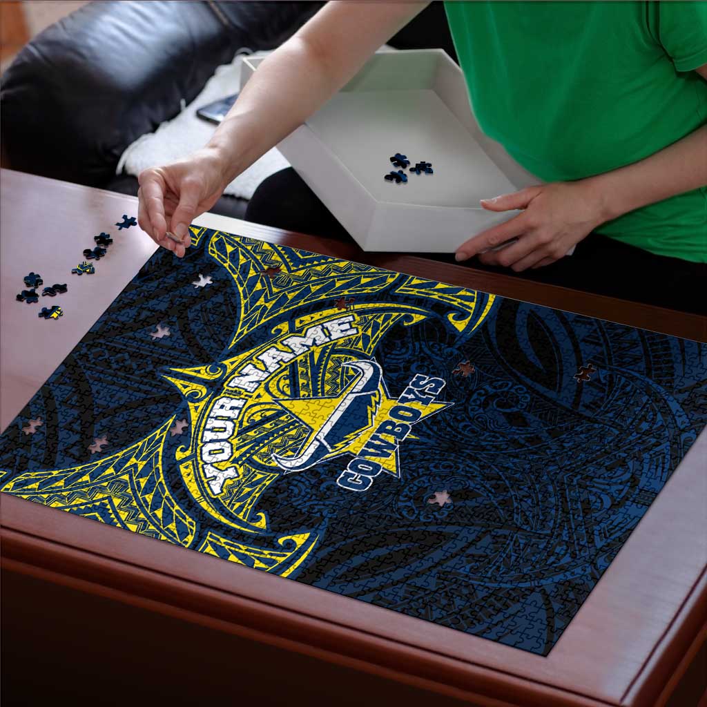 Personalized North Queensland Cowboys Puzzle Polynesian Tribal Pattern Style