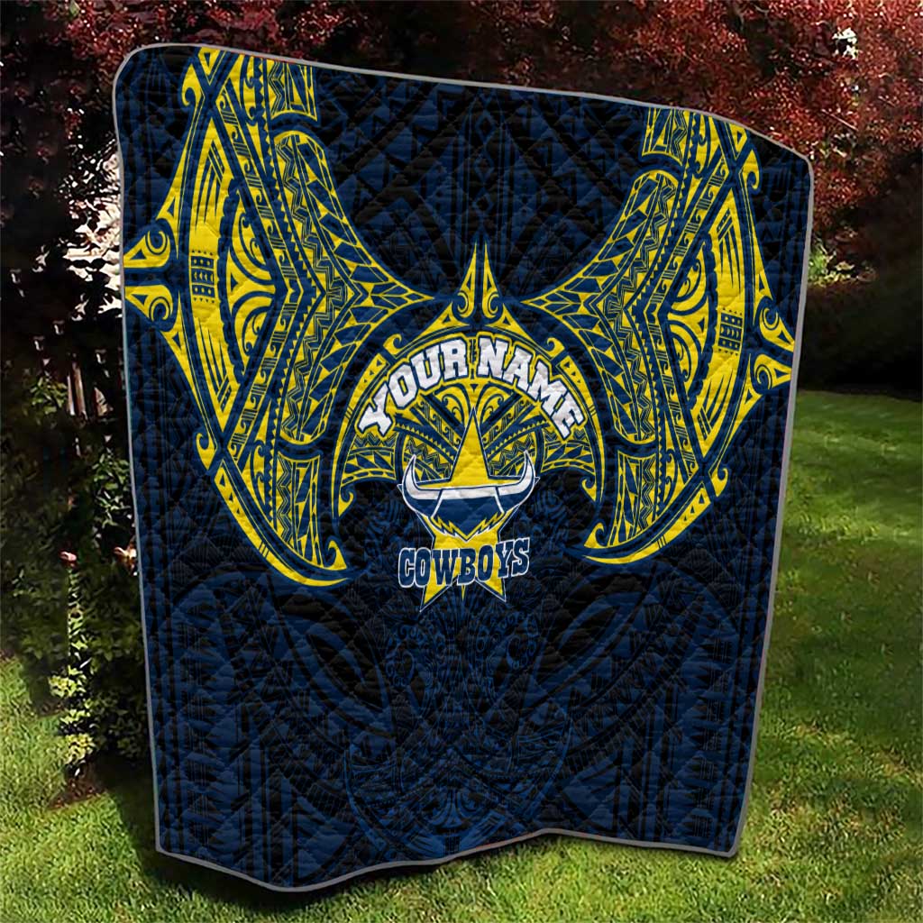Personalized North Queensland Cowboys Quilt Polynesian Tribal Pattern Style