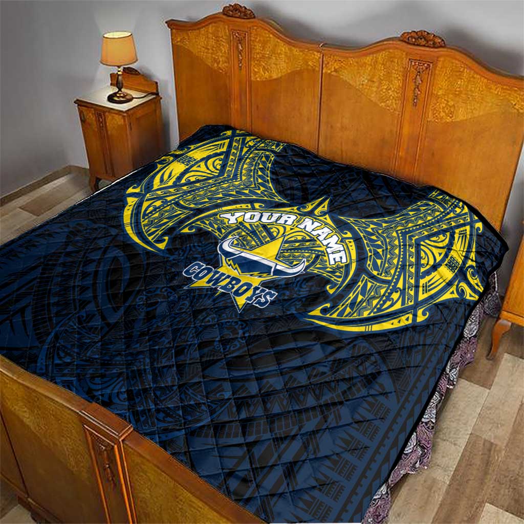 Personalized North Queensland Cowboys Quilt Polynesian Tribal Pattern Style