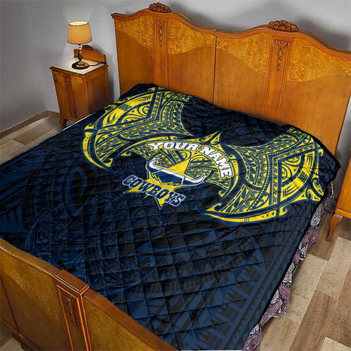 Personalized North Queensland Cowboys Quilt Polynesian Tribal Pattern Style