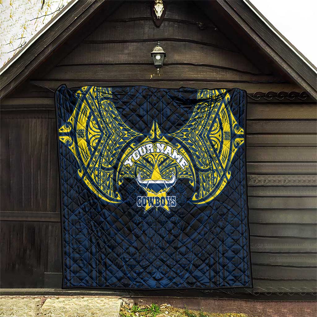 Personalized North Queensland Cowboys Quilt Polynesian Tribal Pattern Style