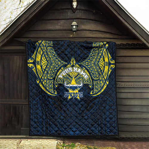 Personalized North Queensland Cowboys Quilt Polynesian Tribal Pattern Style