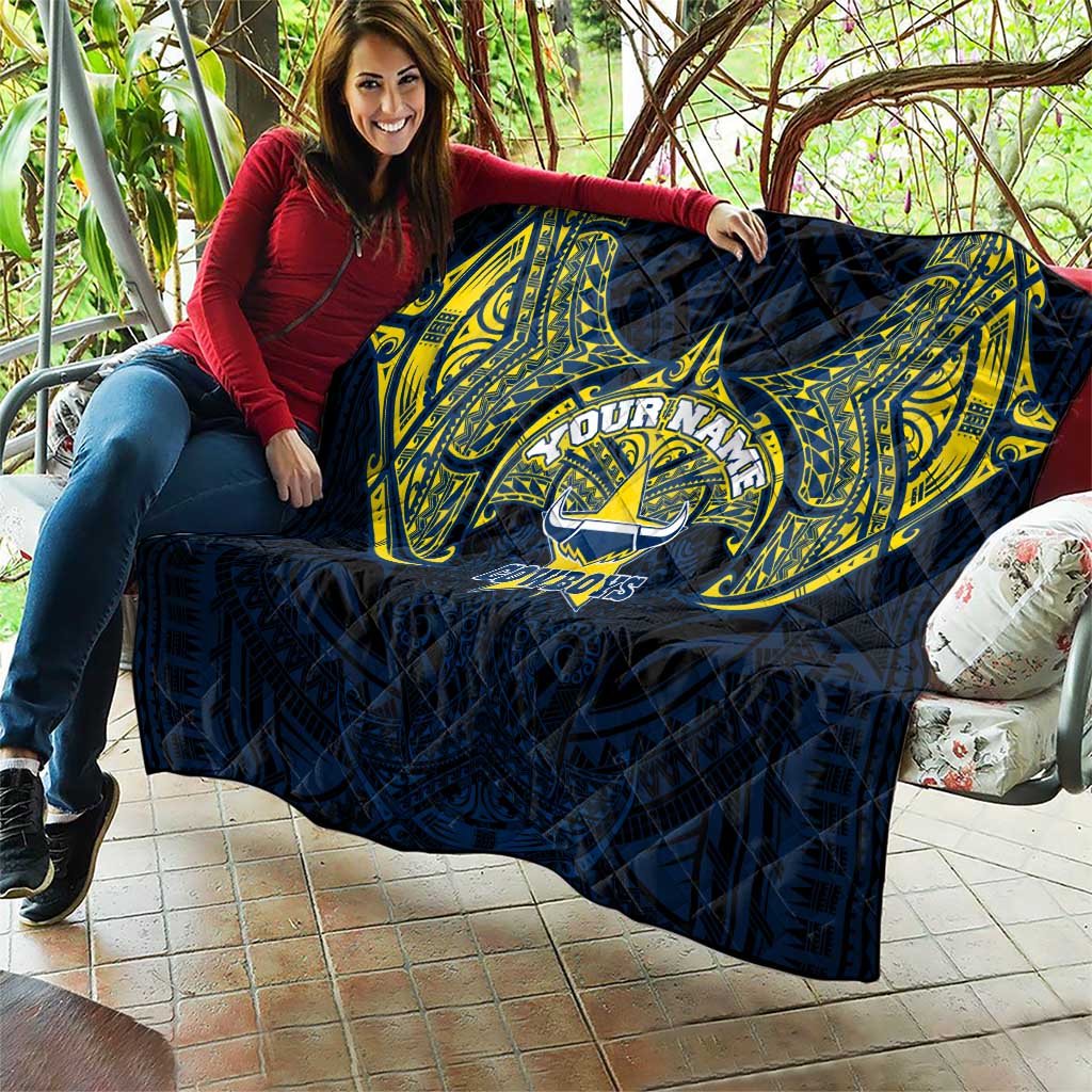 Personalized North Queensland Cowboys Quilt Polynesian Tribal Pattern Style
