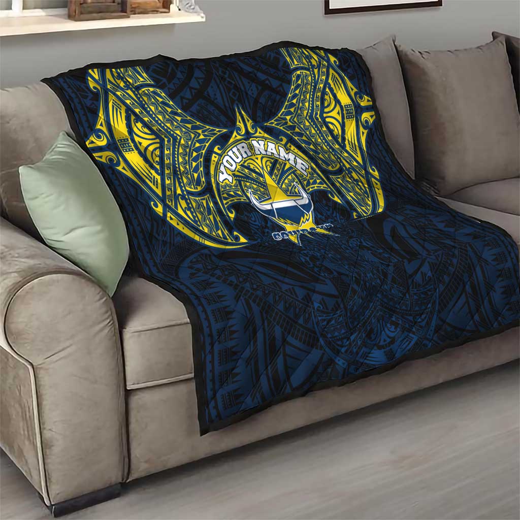 Personalized North Queensland Cowboys Quilt Polynesian Tribal Pattern Style