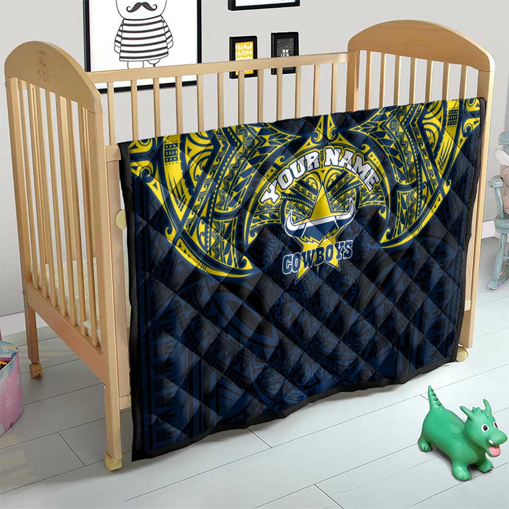 Personalized North Queensland Cowboys Quilt Polynesian Tribal Pattern Style