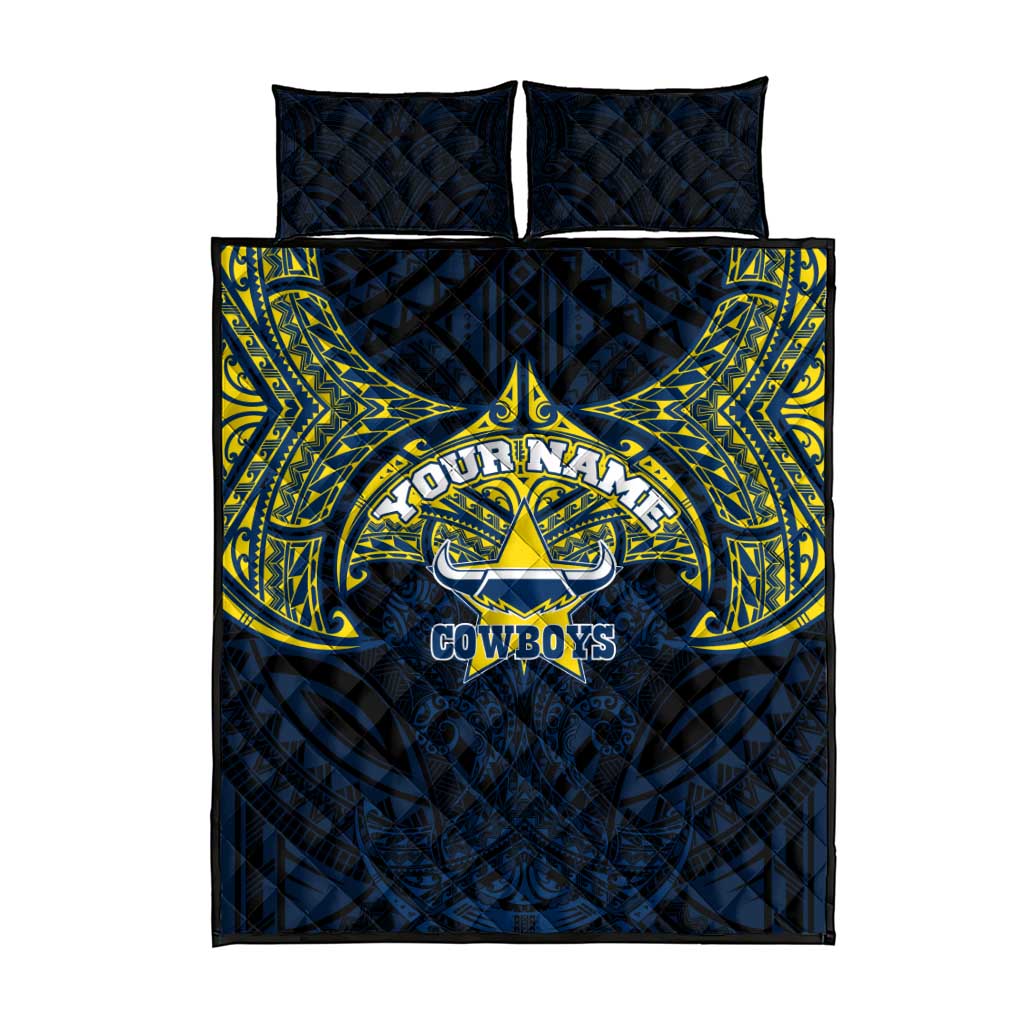 Personalized North Queensland Cowboys Quilt Bed Set Polynesian Tribal Pattern Style