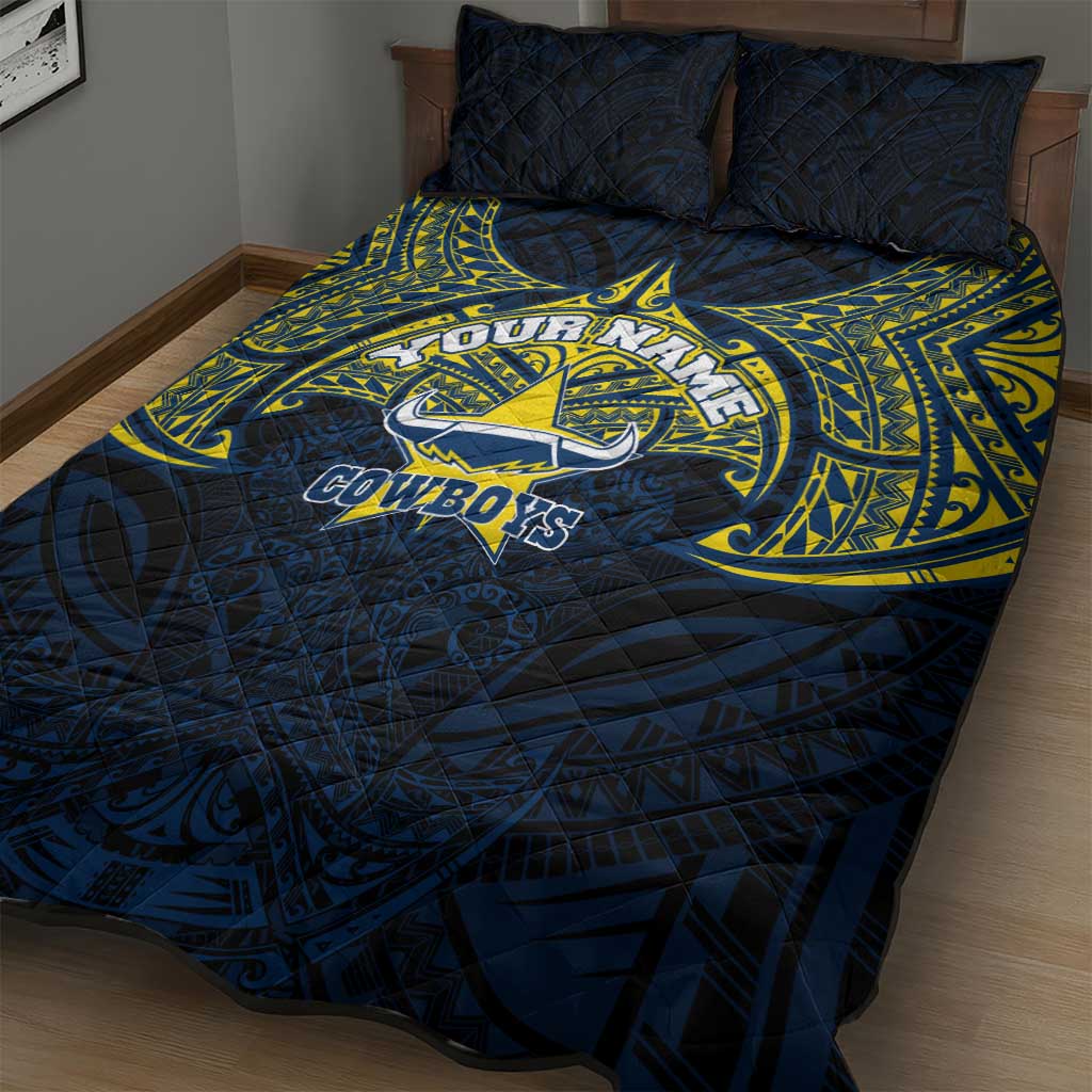 Personalized North Queensland Cowboys Quilt Bed Set Polynesian Tribal Pattern Style