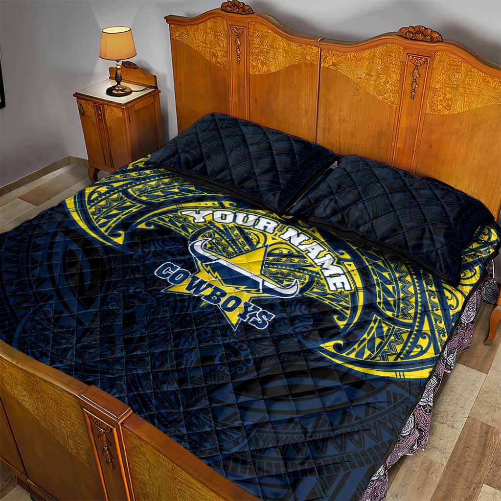 Personalized North Queensland Cowboys Quilt Bed Set Polynesian Tribal Pattern Style