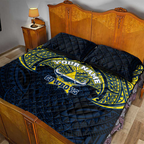 Personalized North Queensland Cowboys Quilt Bed Set Polynesian Tribal Pattern Style