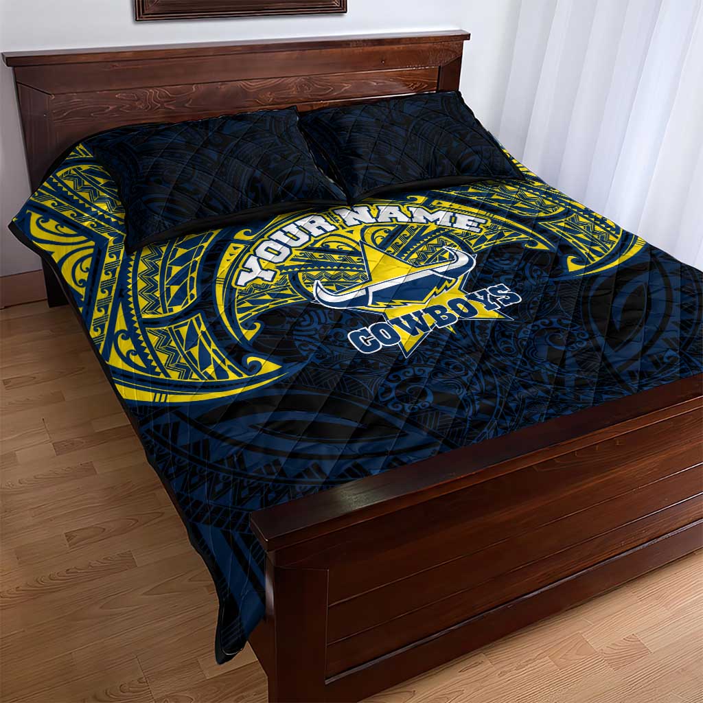 Personalized North Queensland Cowboys Quilt Bed Set Polynesian Tribal Pattern Style