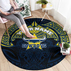 Personalized North Queensland Cowboys Round Carpet Polynesian Tribal Pattern Style