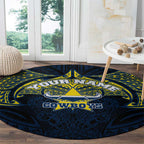 Personalized North Queensland Cowboys Round Carpet Polynesian Tribal Pattern Style