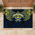 Personalized North Queensland Cowboys Rubber Doormat Polynesian Tribal Pattern Style