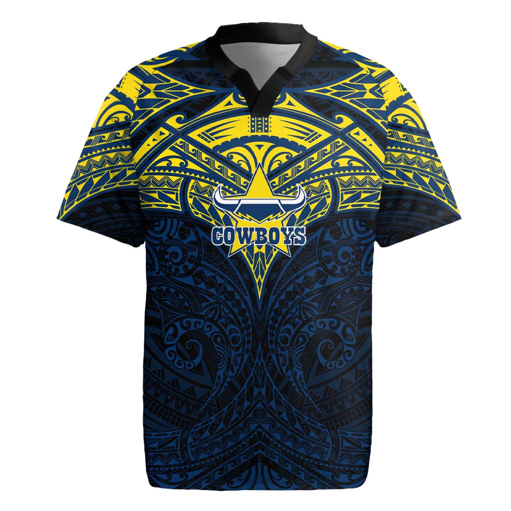 Personalized North Queensland Cowboys Rugby Jersey Polynesian Tribal Pattern Style