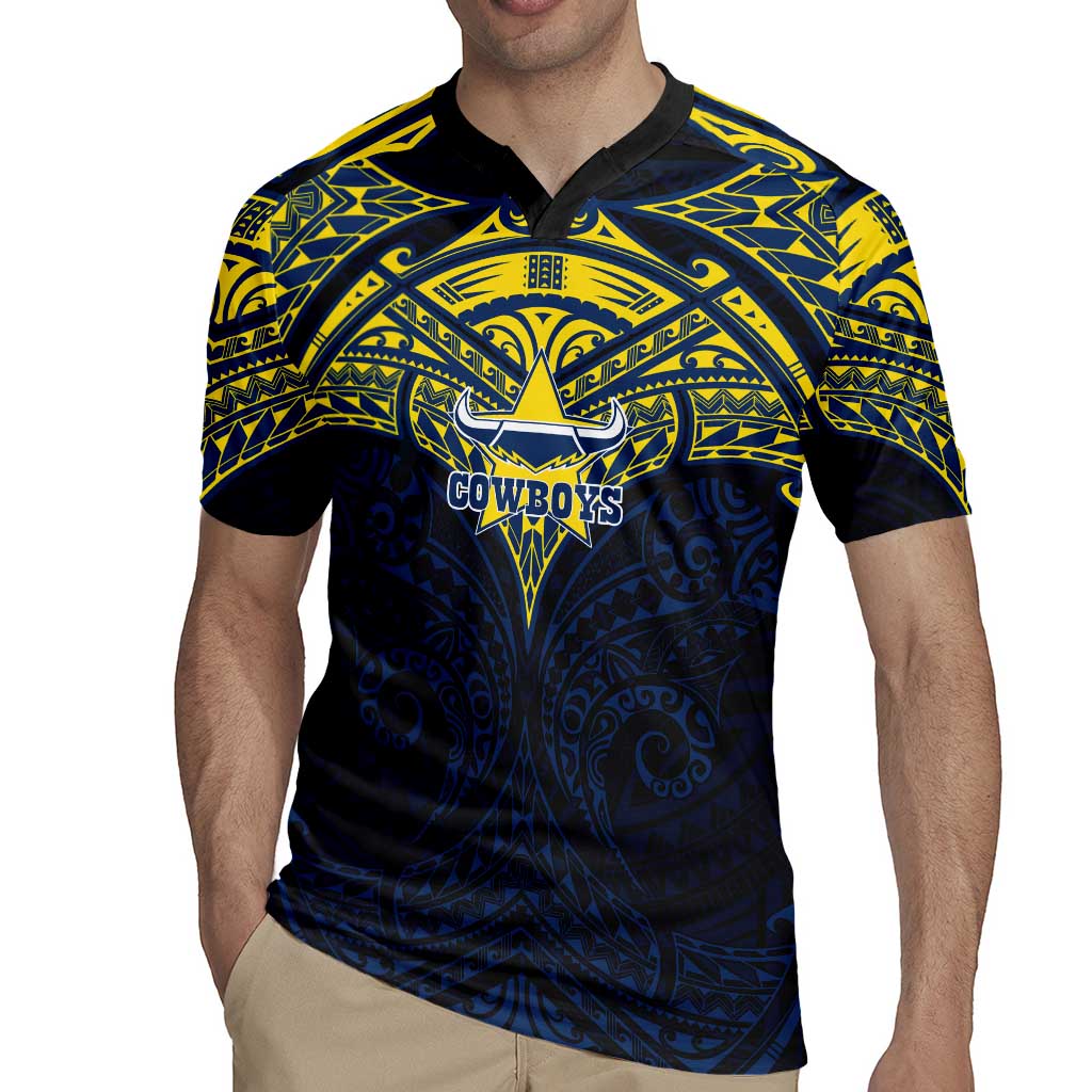 Personalized North Queensland Cowboys Rugby Jersey Polynesian Tribal Pattern Style