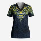 Personalized North Queensland Cowboys Scrub Top Polynesian Tribal Pattern Style