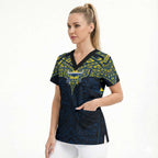 Personalized North Queensland Cowboys Scrub Top Polynesian Tribal Pattern Style