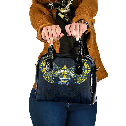 Personalized North Queensland Cowboys Shoulder Handbag Polynesian Tribal Pattern Style