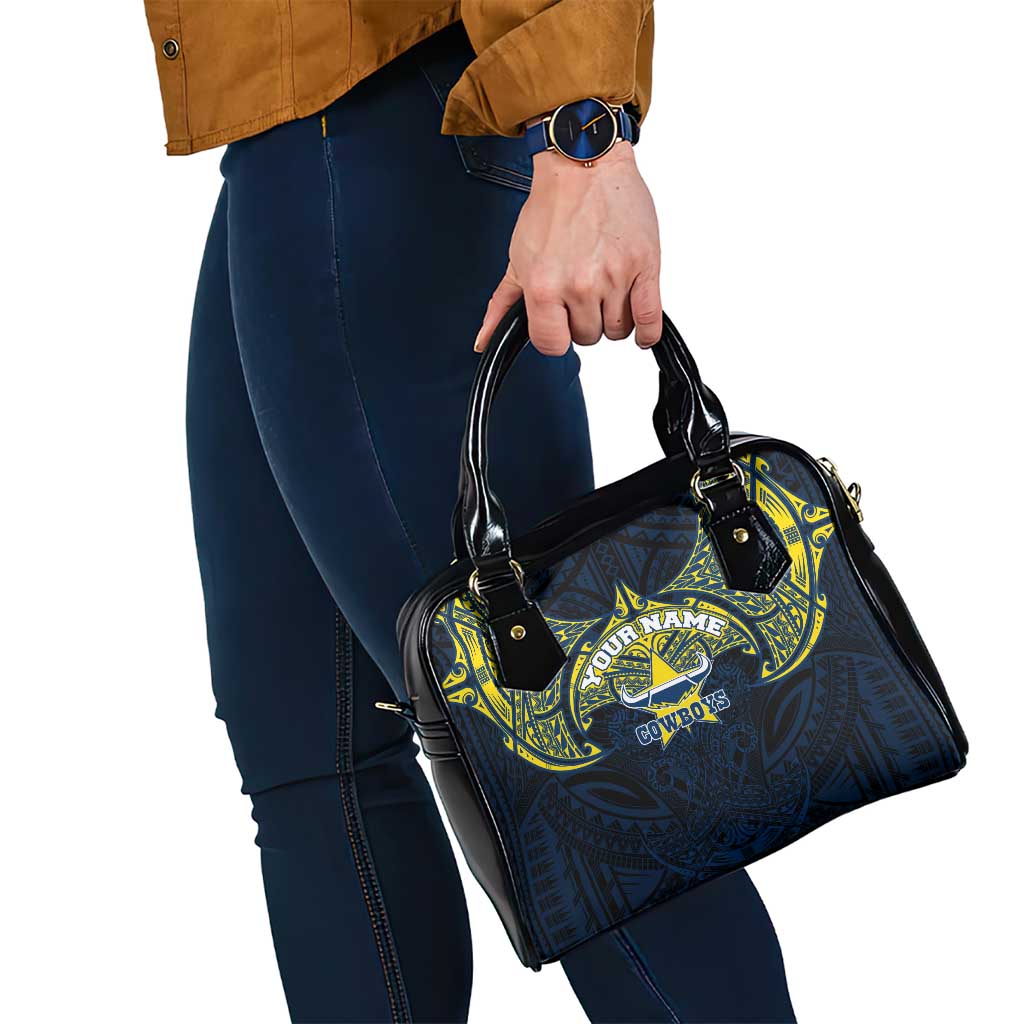 Personalized North Queensland Cowboys Shoulder Handbag Polynesian Tribal Pattern Style