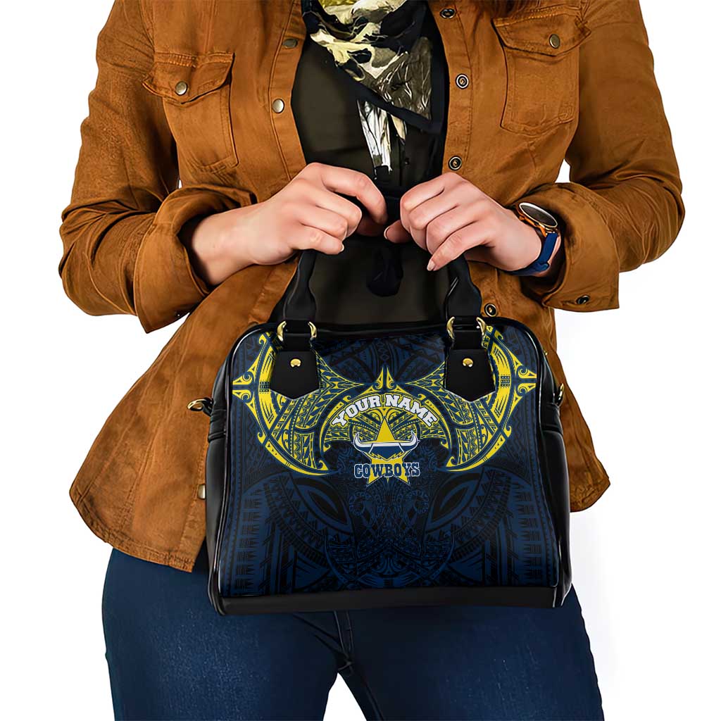 Personalized North Queensland Cowboys Shoulder Handbag Polynesian Tribal Pattern Style