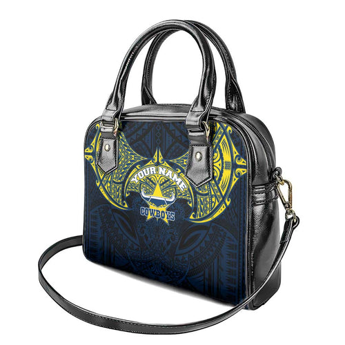 Personalized North Queensland Cowboys Shoulder Handbag Polynesian Tribal Pattern Style