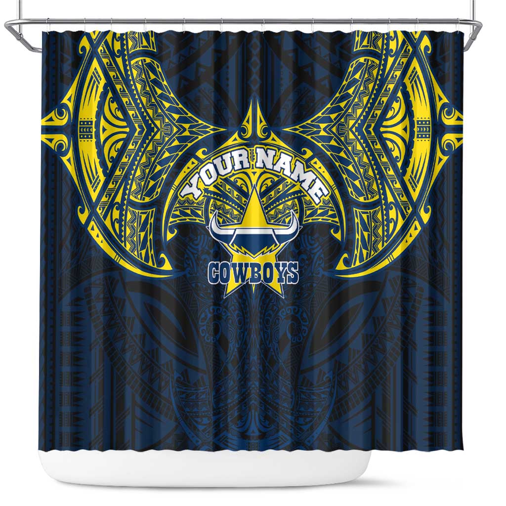 Personalized North Queensland Cowboys Shower Curtain Polynesian Tribal Pattern Style