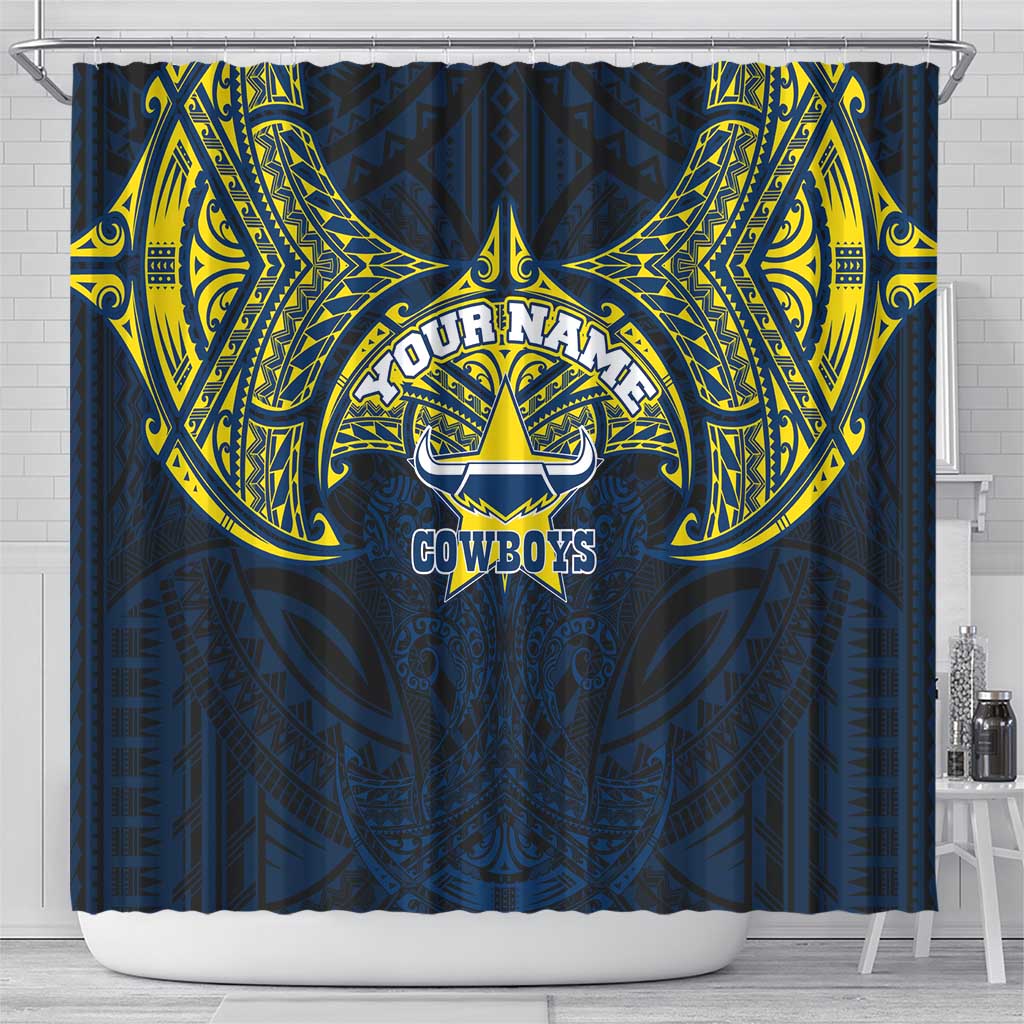 Personalized North Queensland Cowboys Shower Curtain Polynesian Tribal Pattern Style
