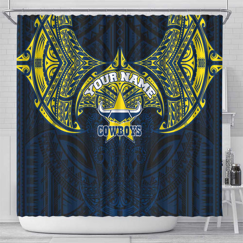 Personalized North Queensland Cowboys Shower Curtain Polynesian Tribal Pattern Style
