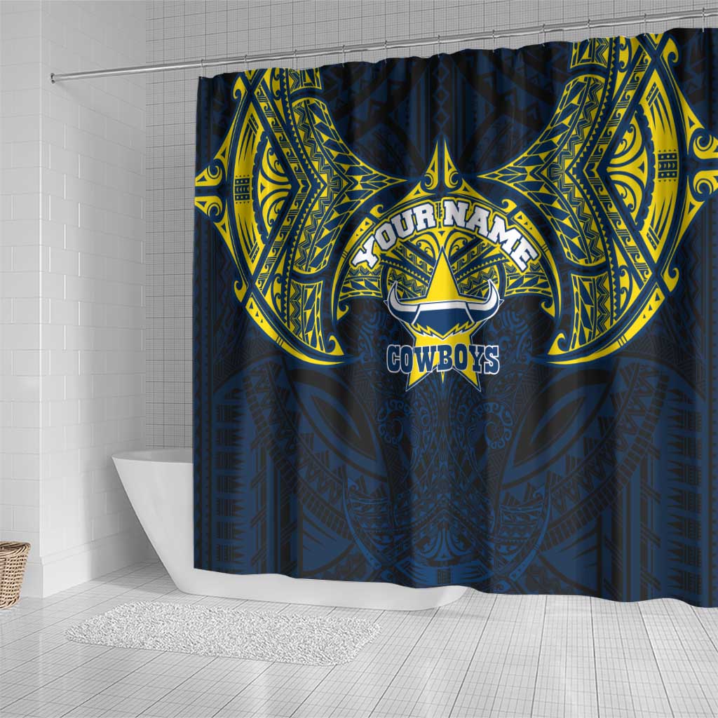 Personalized North Queensland Cowboys Shower Curtain Polynesian Tribal Pattern Style